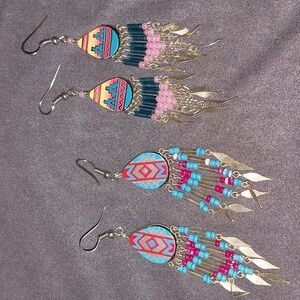 Colorful Bohemian /WesternDangle Earrings. You Get Both Pair !